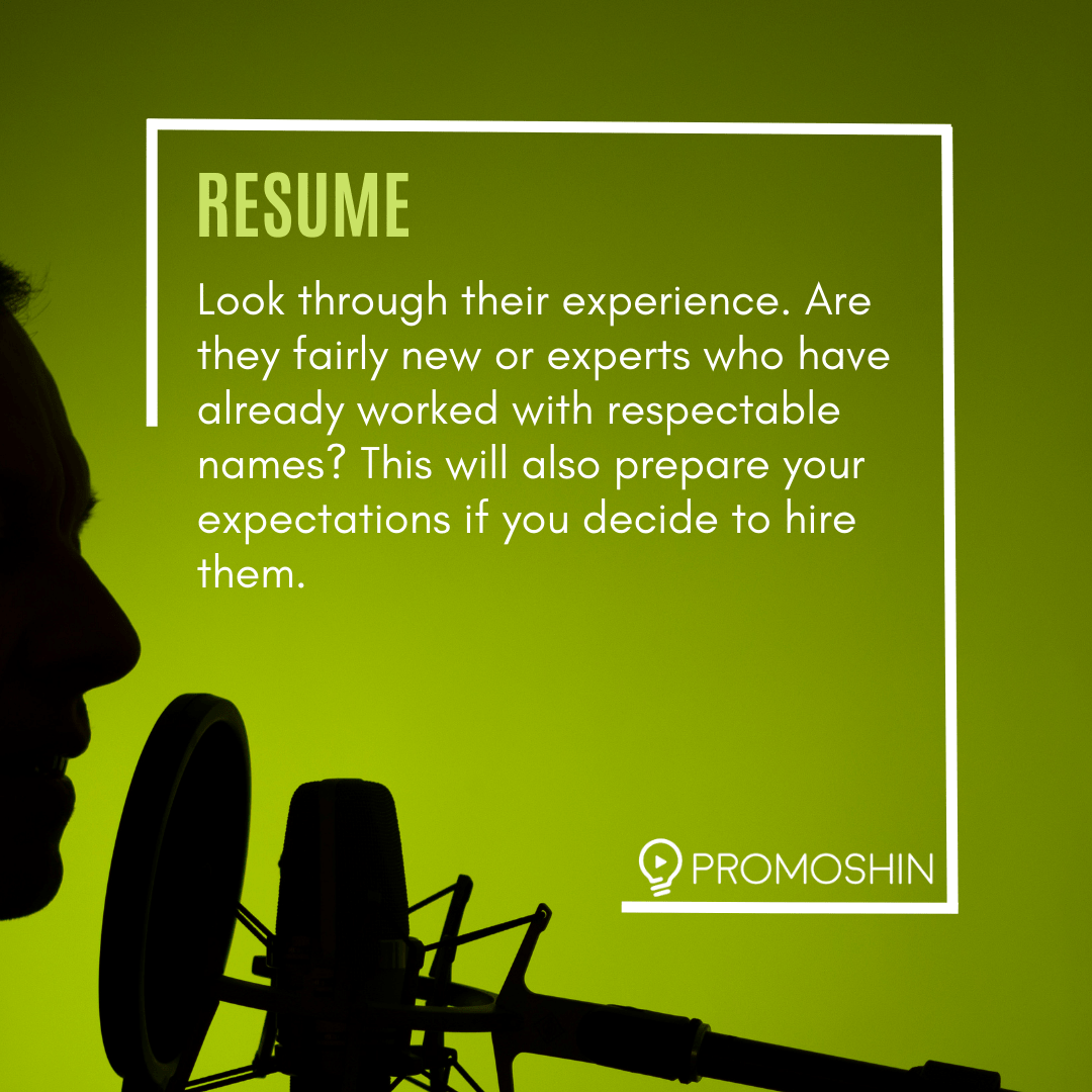 What To Look For When Hiring Voiceover Artists: Resume