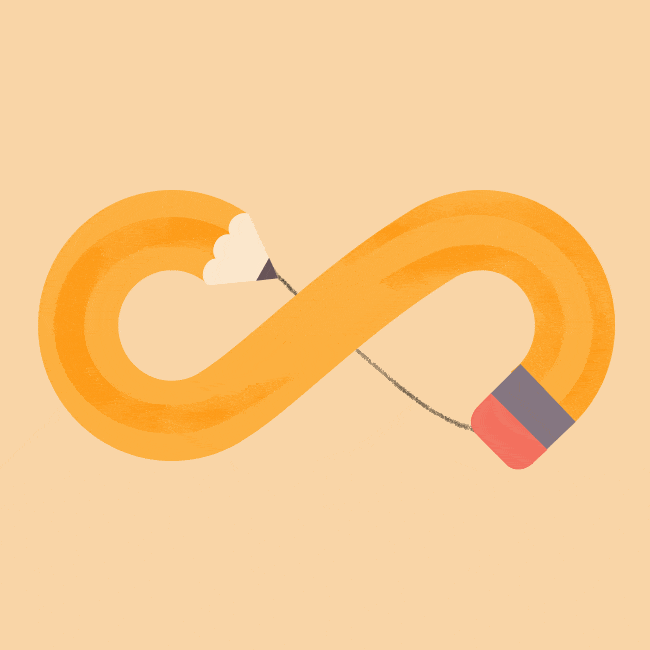 a orange pencil drawing and moving in an infinity shape