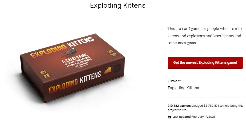 Exploding Kittens on kickstarter