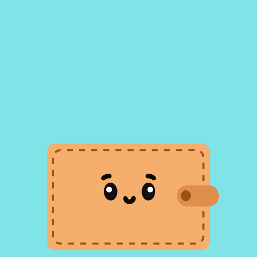 A wallet with a smiling face and a yellow thumbs up pops out with shining diamonds against the blue background