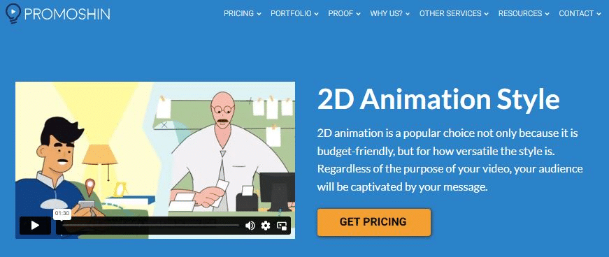 Promoshin's 2d animation style offerings