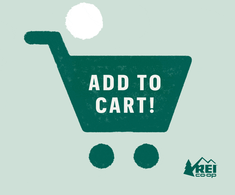 a green online shopping cart with a white ball that bounces in it with the letter 1 on it and the text saying "Add to cart!"