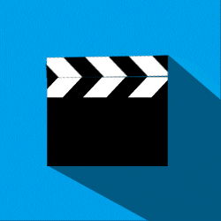 a black and white clapper board against a blue background with the text action! written across it used for a kickstarter video production